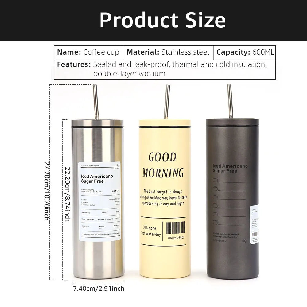 Stainless Steel Double-Layer Coffee Cup | Portable Insulated Mug
