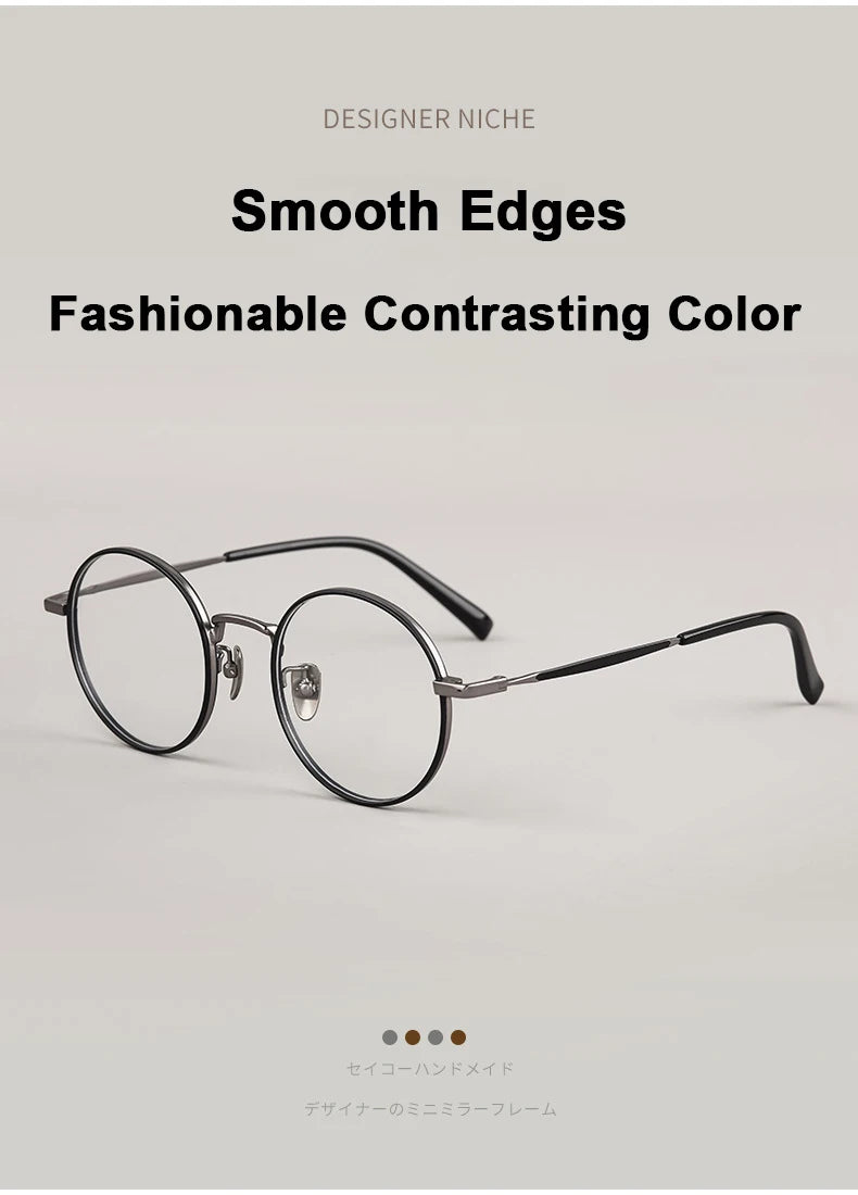 Ultra-Light Retro Round Eyeglasses | Stylish Titanium Frames