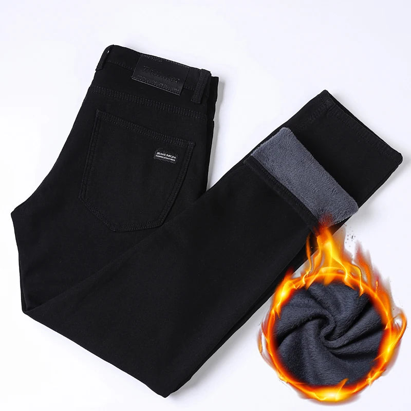 Men's Winter Velvet Pants | Warm Fleece-Lined Denim Jeans