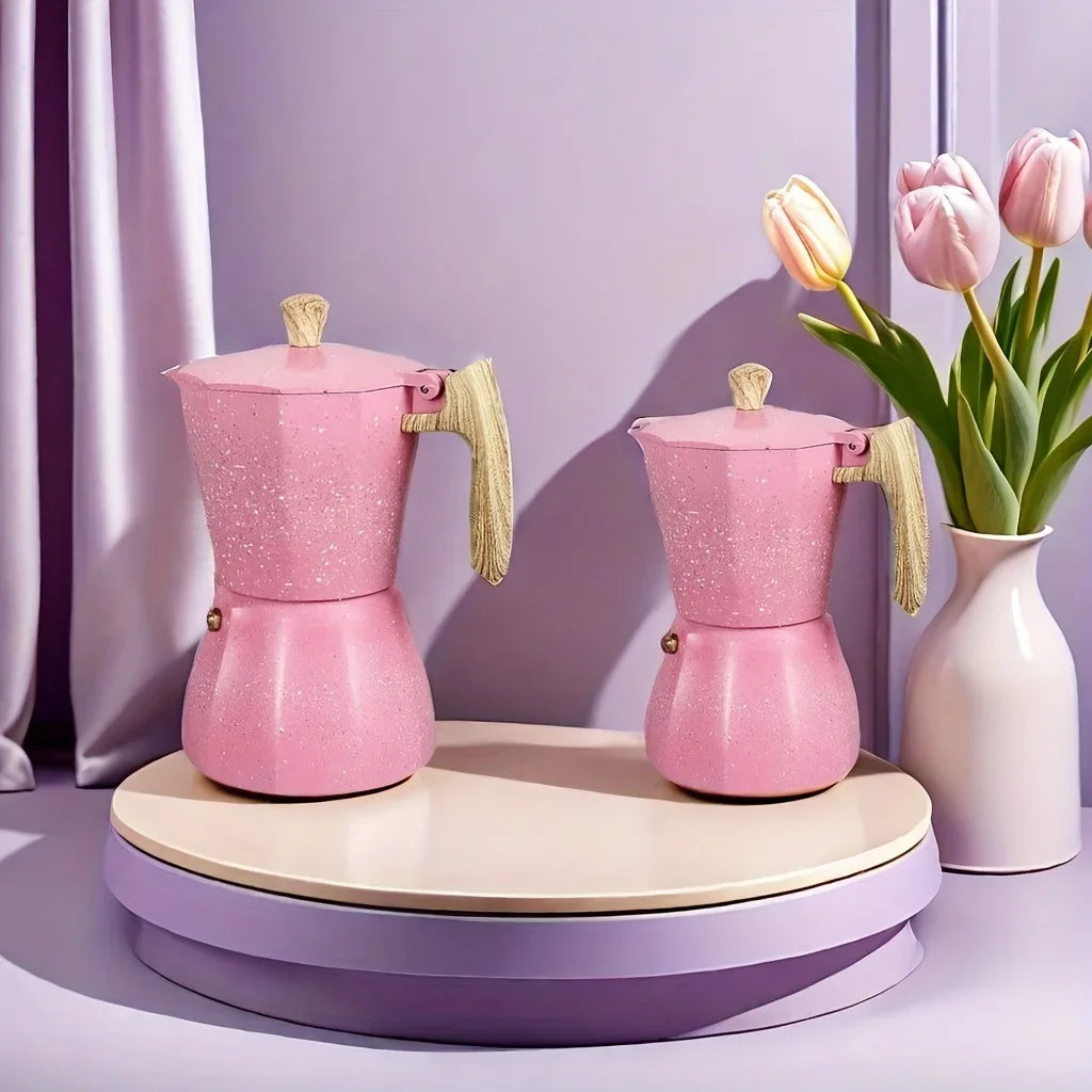 Pink Aluminum Moka Pot | Reusable Mocha Espresso Maker for Home