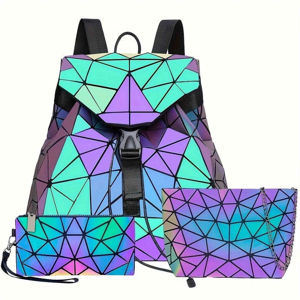 Stylish Luminous Drawstring Folding Backpack Set | Travel Bags