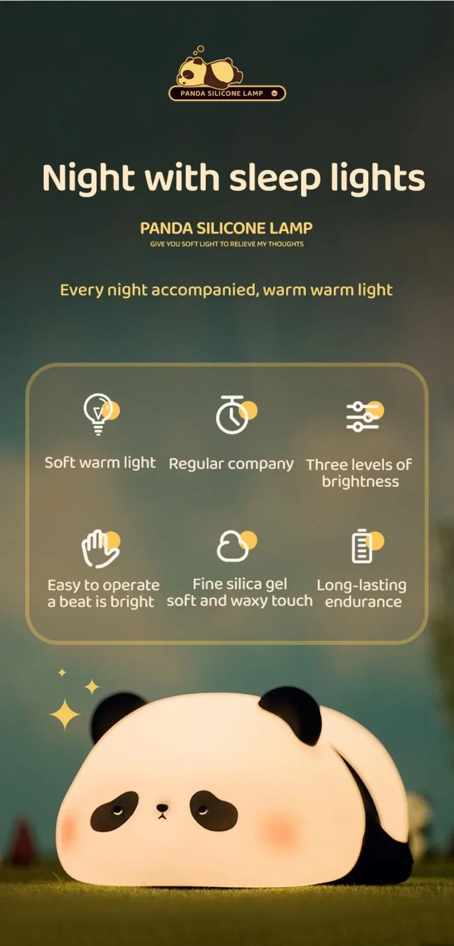 Luz nocturna LED recargable de animales para habitaciones infantiles | Acogedora y bonita