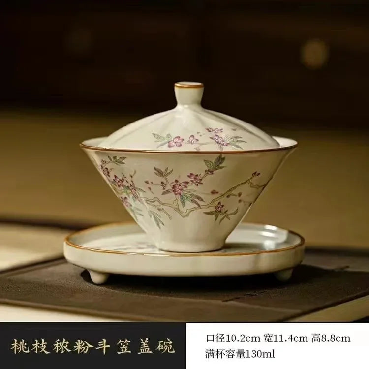 Retro Ceramic Tea Brewing Cup Set | Elegant Anti-Scald Teacup