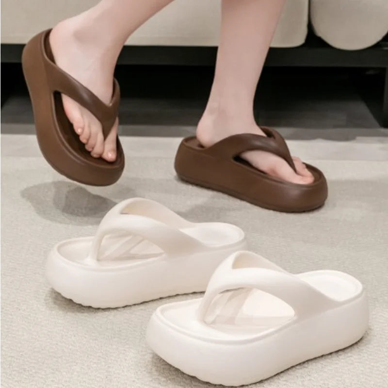 Women’s Chunky Platform Clip Toe Sandals | Summer Slip On Slippers