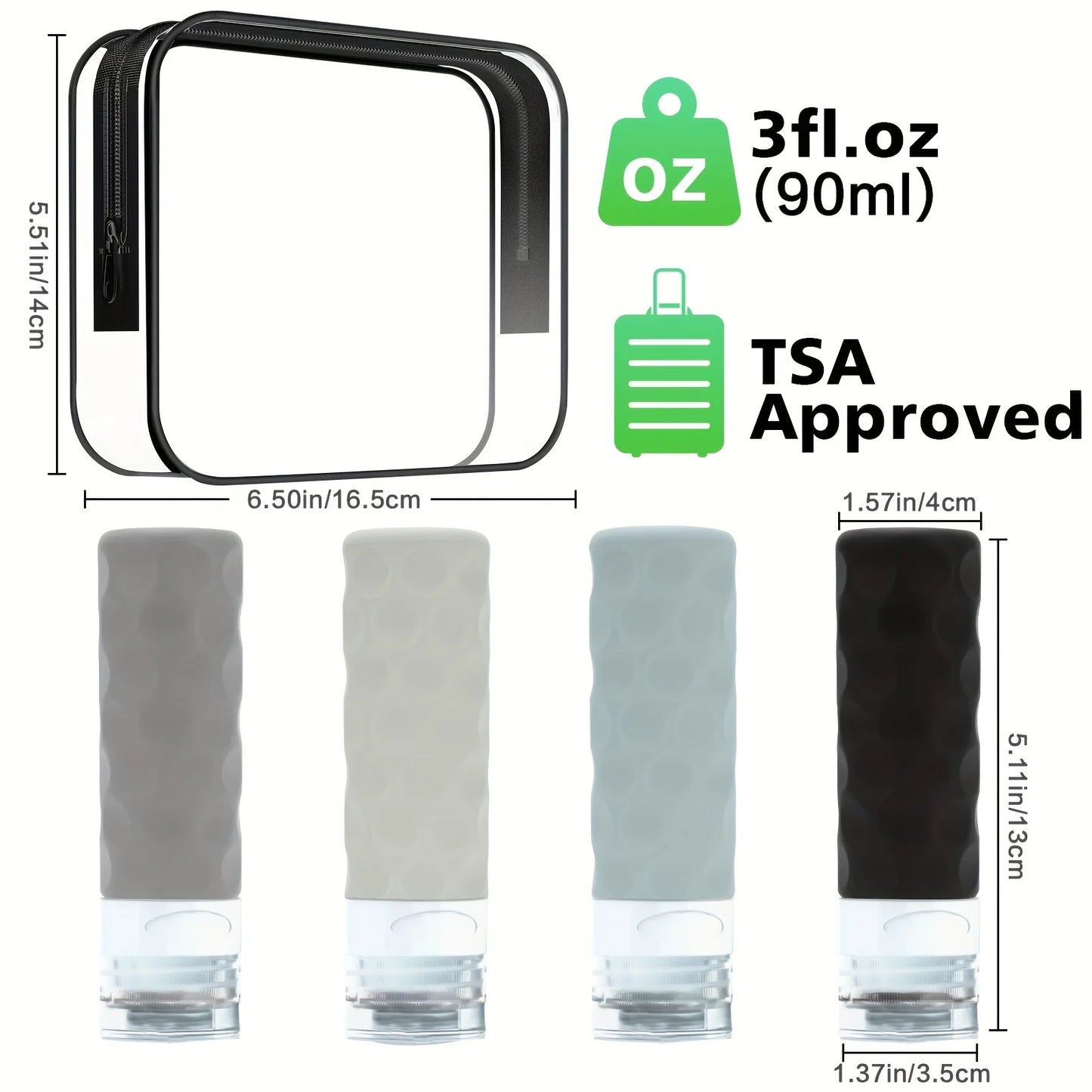 Silicone Travel Bottles Set | Leak-Proof TSA Approved Containers
