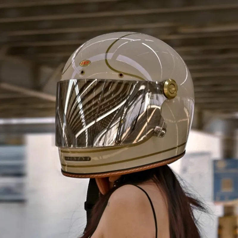 Vintage Full Face Moto Helmet | Retro Style Motorcycle Safety Gear