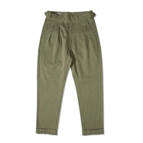 Men's Herringbone Cotton Gurkha Pants for Casual Style