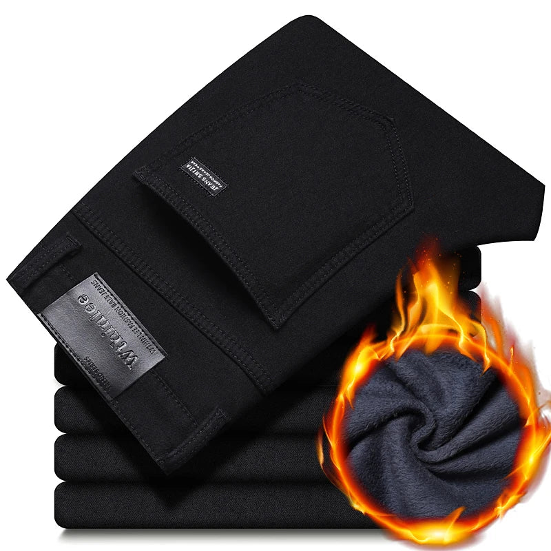 Men's Winter Velvet Pants | Warm Fleece-Lined Denim Jeans