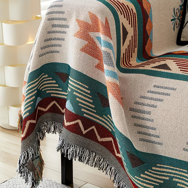 Bohemian Cotton Linen Sofa Cover | Stylish Outdoor Blanket