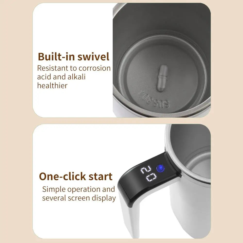 Stainless Steel Rechargeable Electric Stirring Cup | Portable Mixing Mug