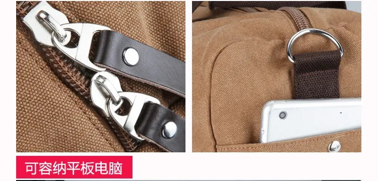Large Capacity Casual Men's Canvas Travel Handbag | Lightweight Shoulder Bag