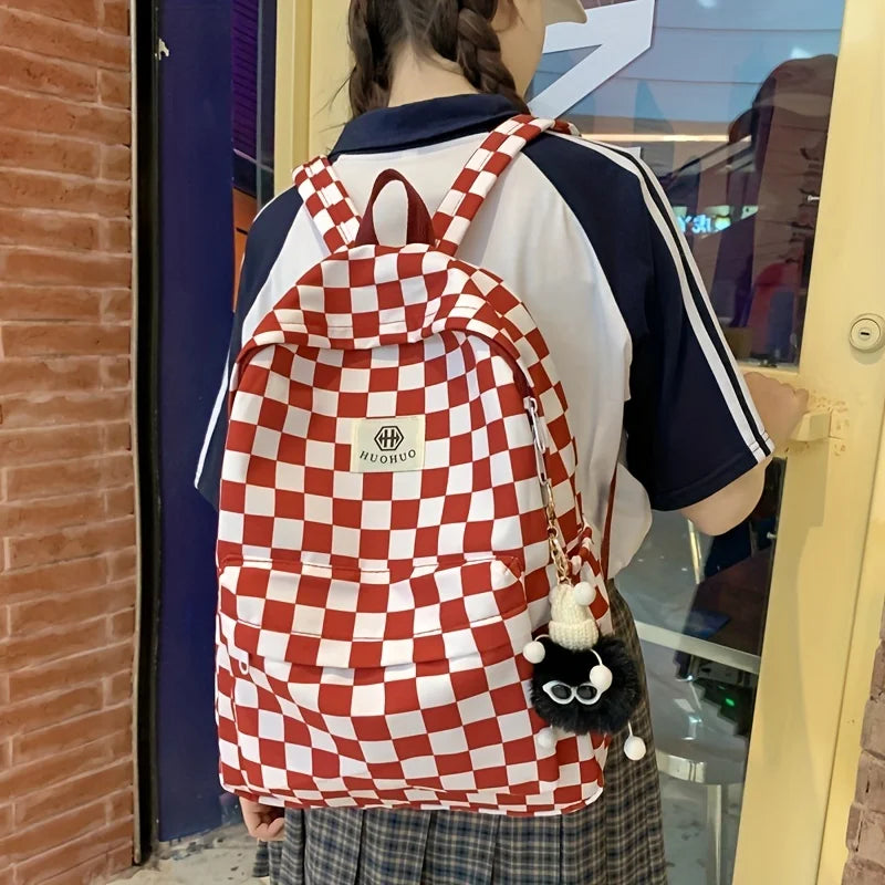 Stylish Checkerboard Backpacks for School Girls | Versatile & Trendy