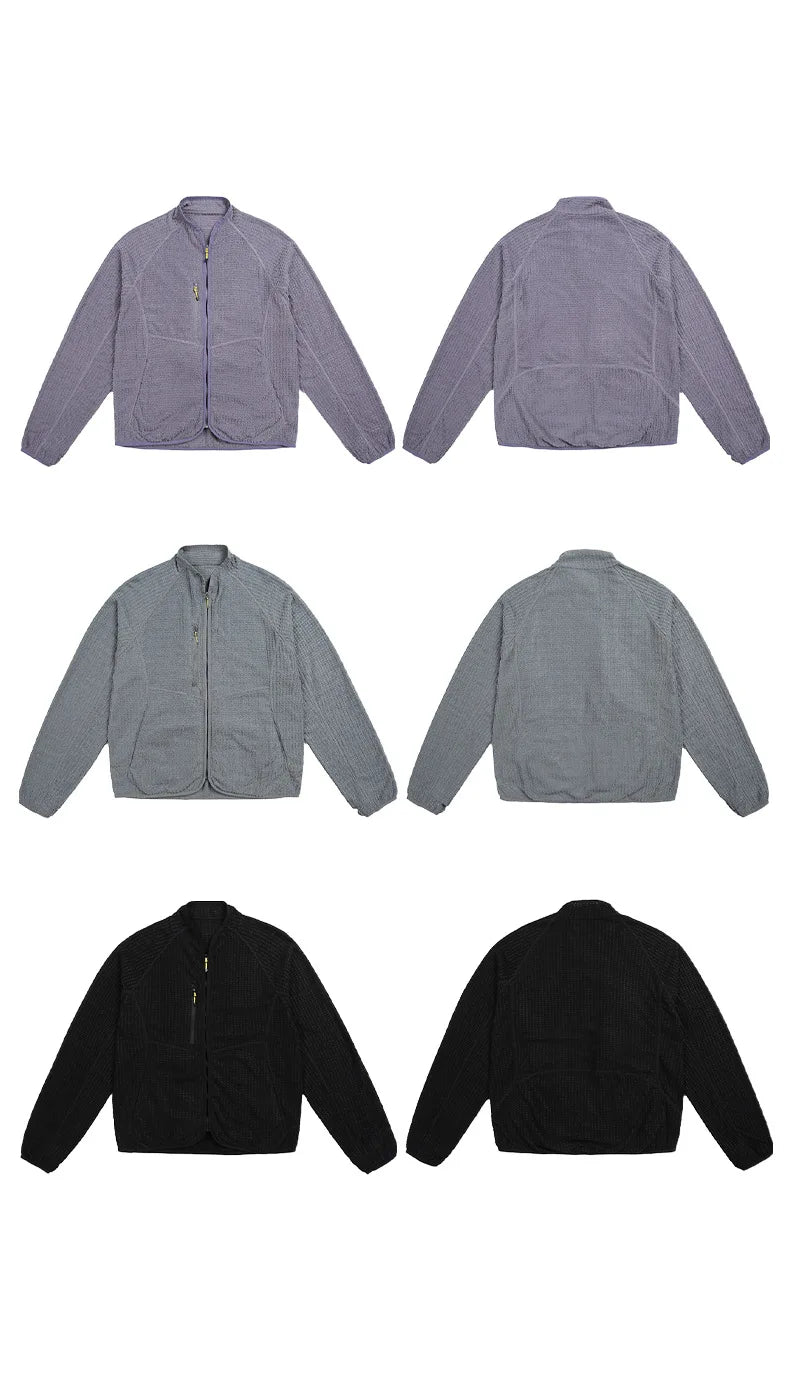 Men's Ultra-Lightweight Grid Fleece Jacket | All Season Thermal Mid-layer