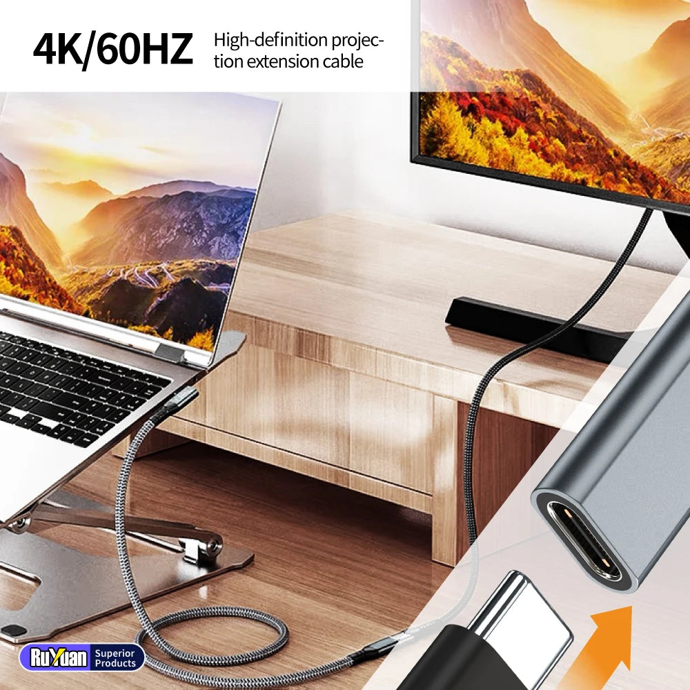 240W USB 3.2 Extension Cable | High-Speed Data Transfer & Charging