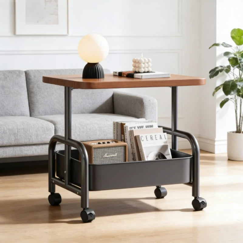 Double-Tier Mobile Rolling Laptop Desk & Storage Table