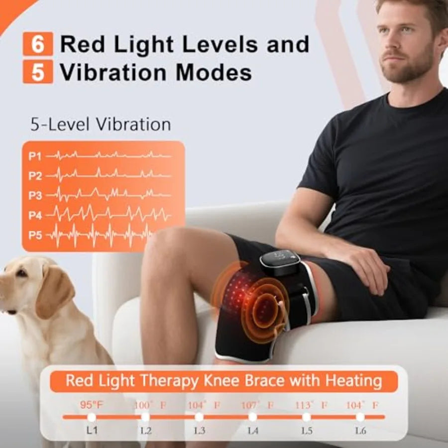 Cordless Red Light Therapy Knee Massager | Heated & Vibrating Relief