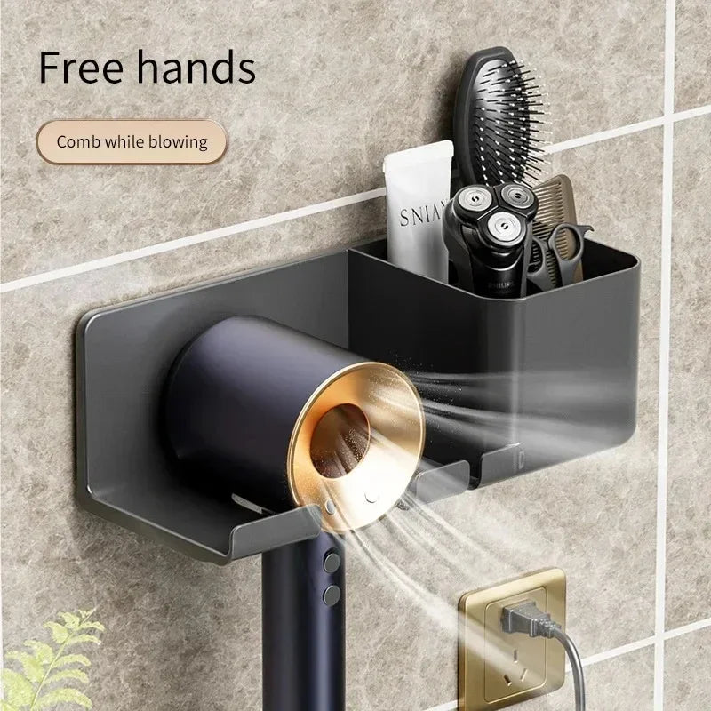 Hair Dryer Holder | Wall-Mounted Organizer for Bathroom Accessories