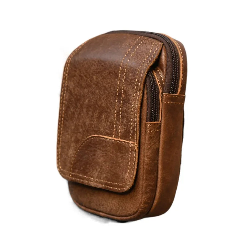 Men's Vintage Leather Waist Bag | Stylish Outdoor Sports Pack