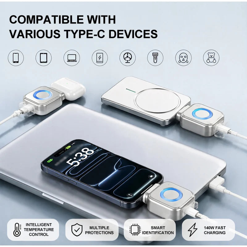 140W Smart Fast Charging Adapter with Safety Features