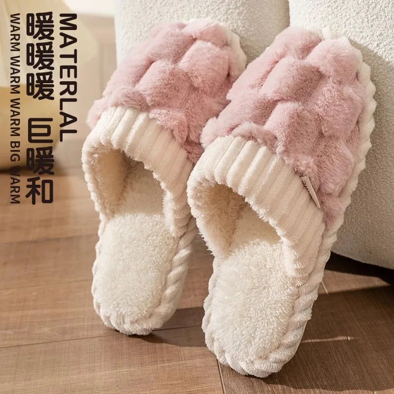 Cozy Warm Plush Cotton Slippers | Anti-Slip Indoor Footwear