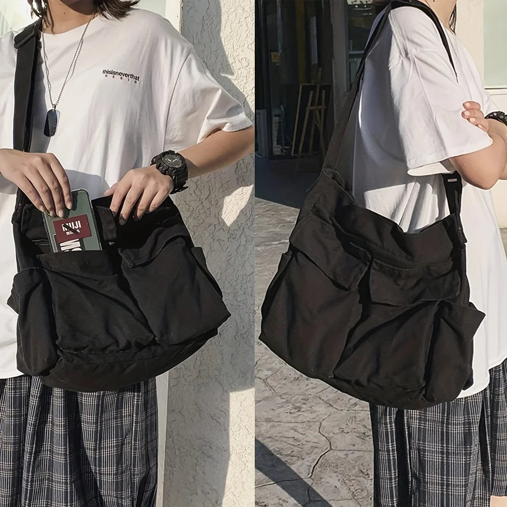 Large Capacity Canvas Shoulder Bag | Versatile Retro Messenger Bag