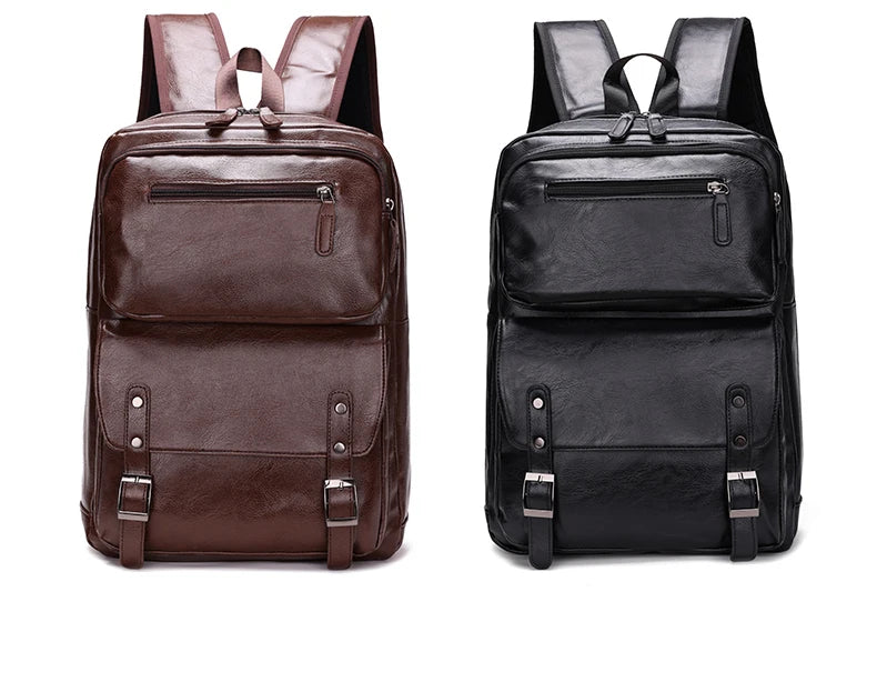 Men's Casual PU Leather Laptop Backpack | Stylish Travel Bags