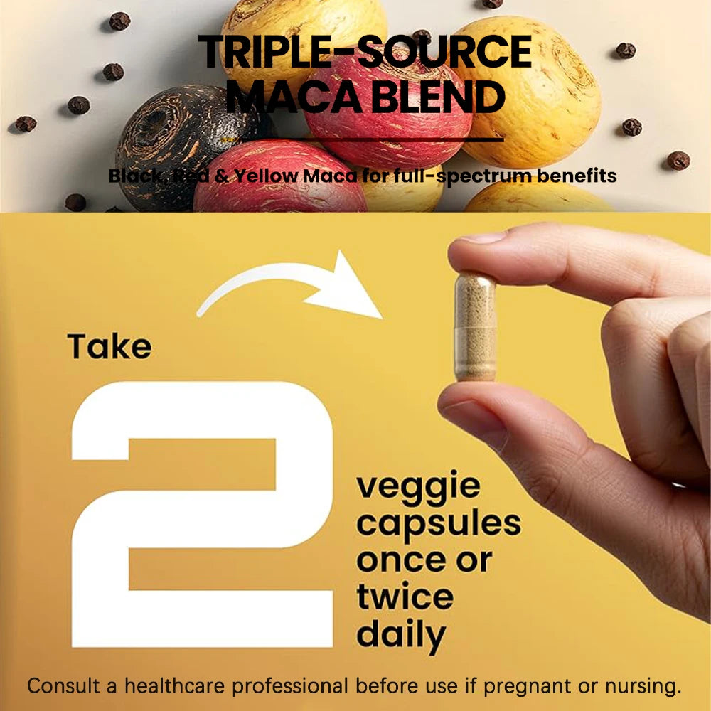 1500mg Organic Maca Root Capsules - Energy & Mood Support