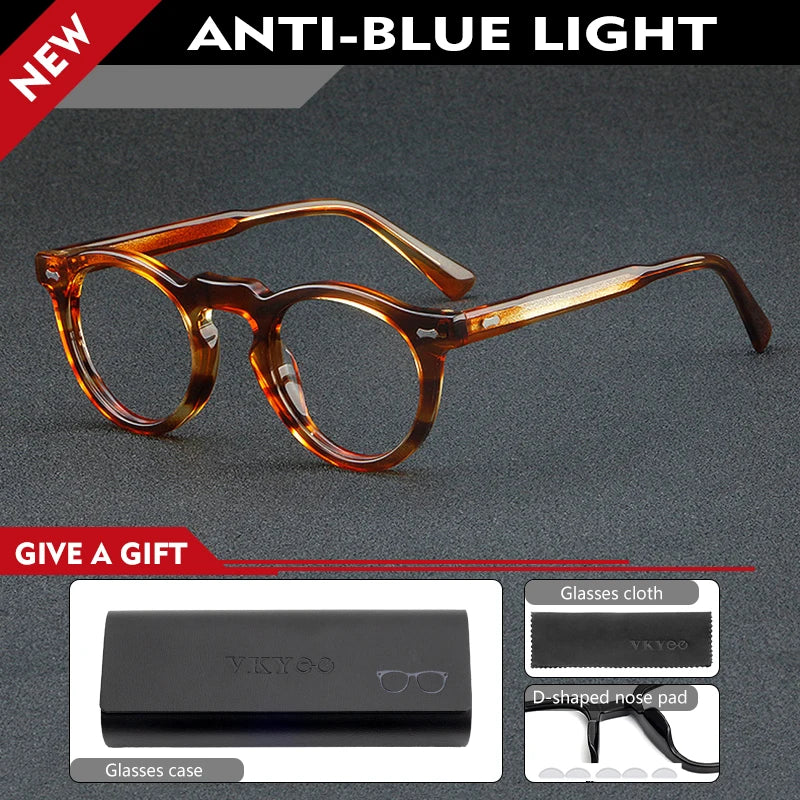 Personalized Retro Round Frame Anti Blue Light Glasses - 2026