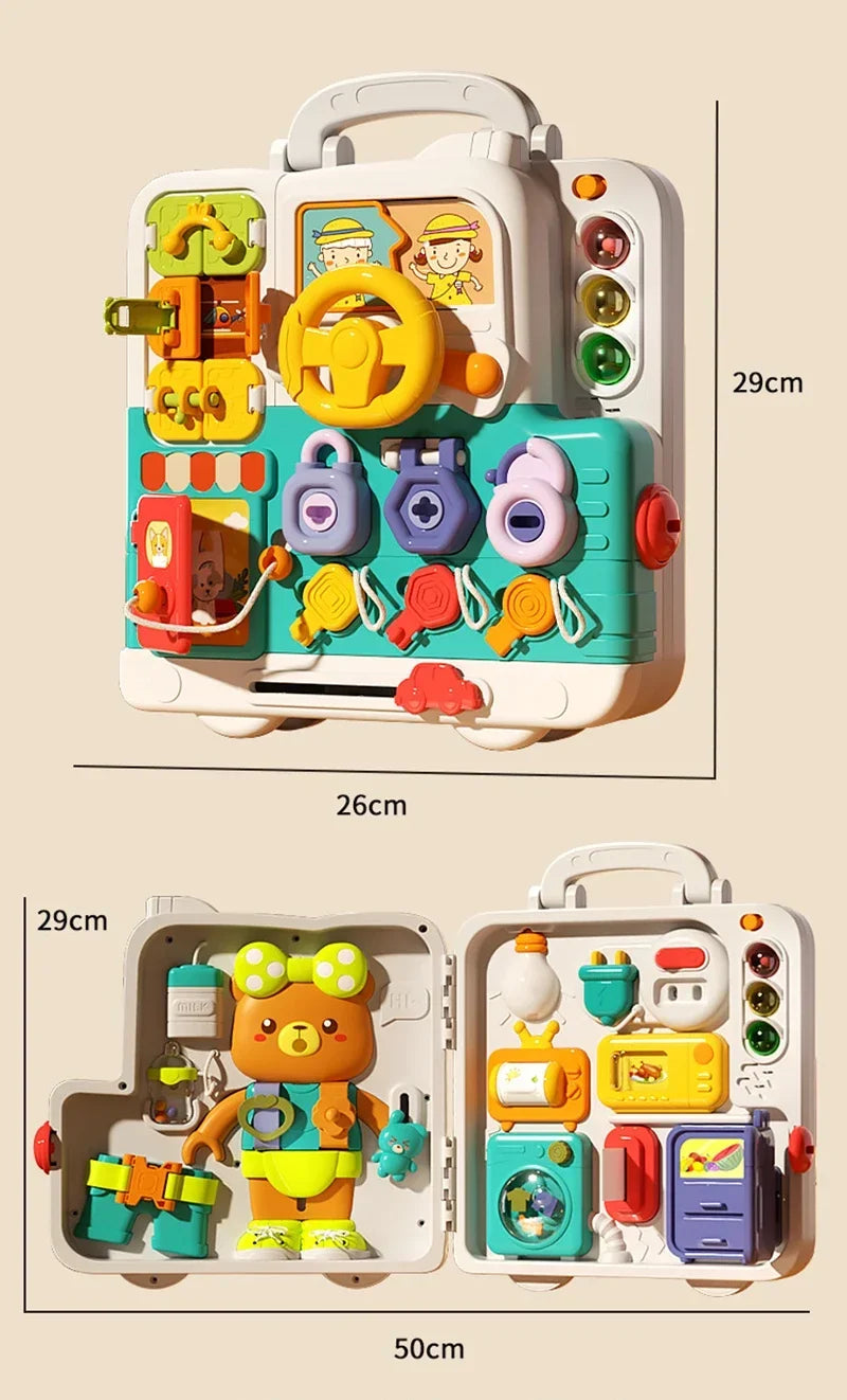 Montessori Busy Board for Toddlers | Interactive Music & Light Toy