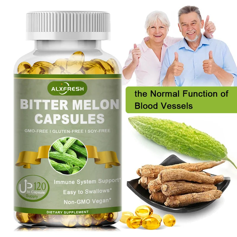 Alxfresh Bitter Melon 2500mg | Non-GMO Vegan Gluten-free | Health Nutrition Supplement for Adult Old People
