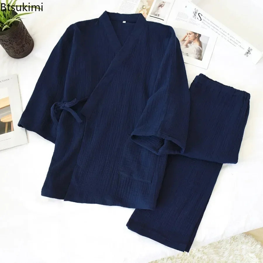 Men's Plus Size Cotton Kimono Pajamas | Stylish Comfort Homewear