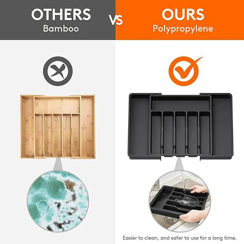 Expandable Cutlery Drawer Organizer | Adjustable Kitchen Utensil Tray