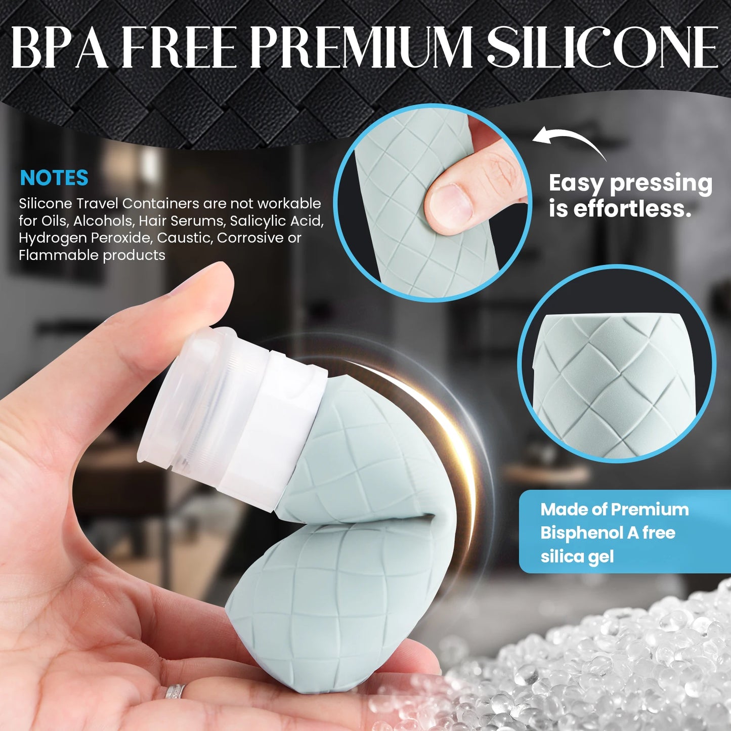 Silicone Woven Travel Dispensing Bottles | 4-Piece Set 90ml