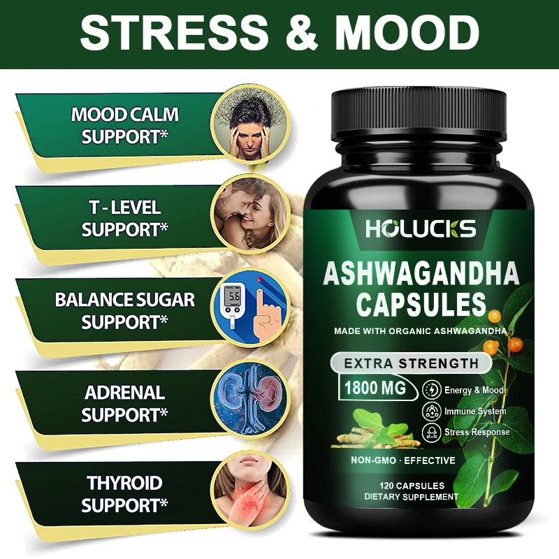 Ashwagandha Capsules for Stress Relief & Energy Support