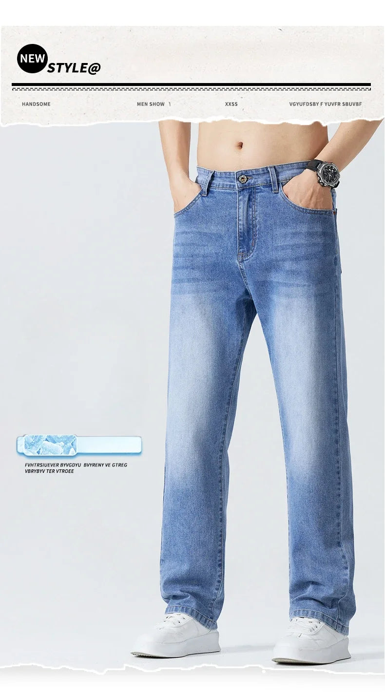 Men's Summer Thin Straight Jeans | Breathable & Comfortable Trousers