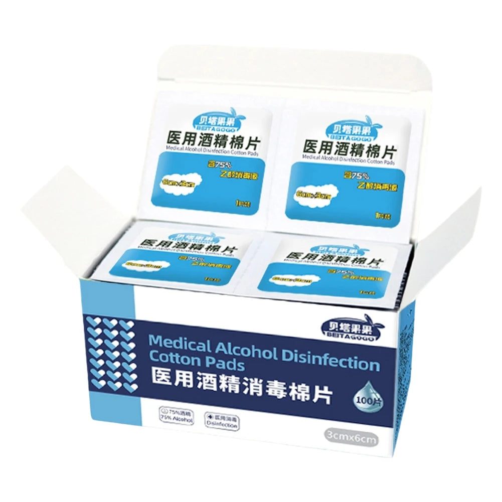 50/100pcs Alcohol Prep Pads Disinfectant Swabs Wipes Cleaner 70%-80% Alcohol Content for Mobile Phone Camera Utensils Cleaning
