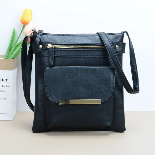 Bolso bandolera de piel sintética vintage para mujer | Elegante bolso de hombro
