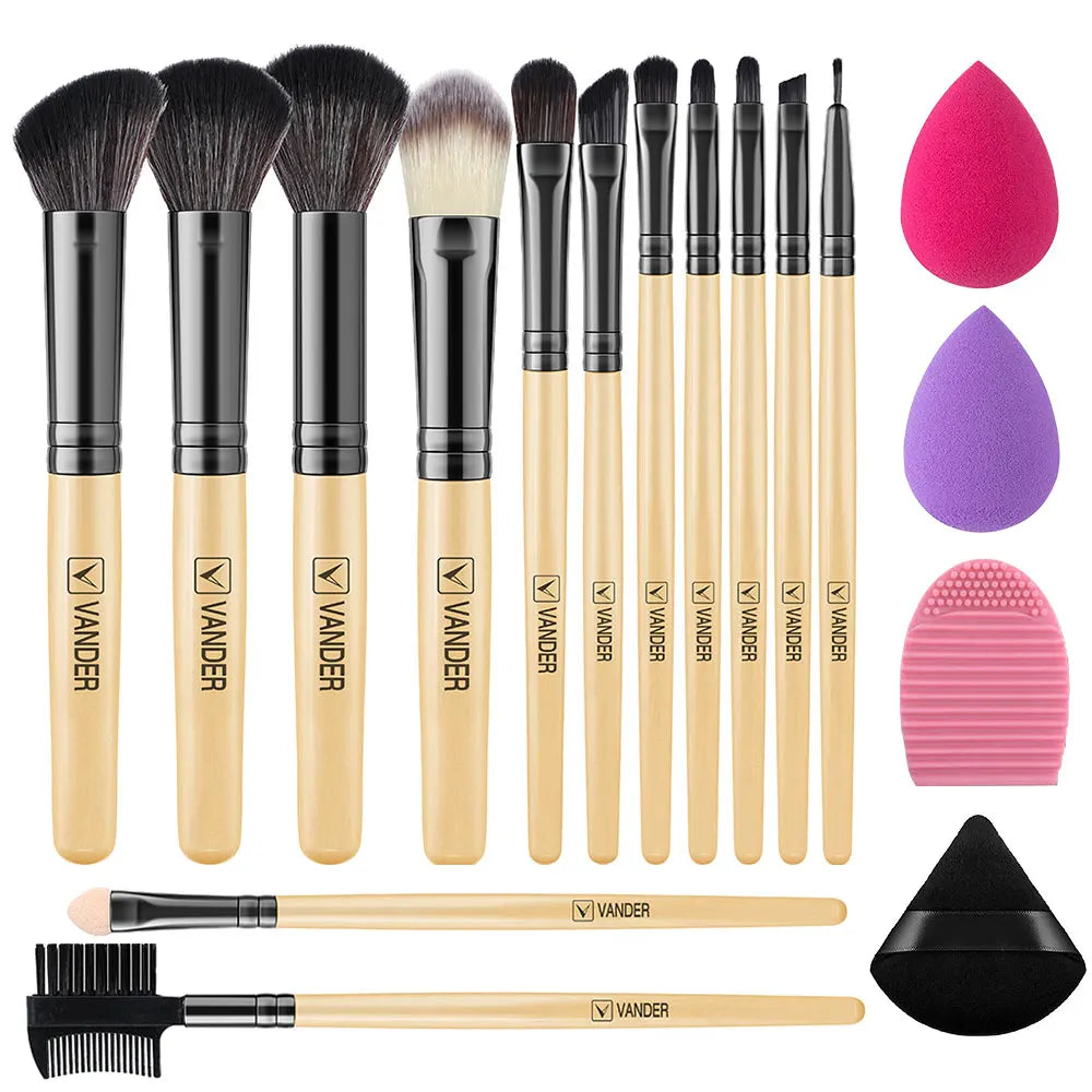 13 Piece Makeup Brushes & Sponges Set | Soft Synthetic Beauty Tools