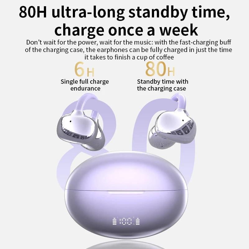 Wireless AI Translation Ear Clip | Bluetooth 5.49 Open-Ear Earbuds