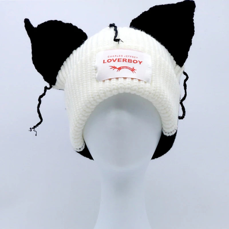 Unisex Long Fox Ears Knitted Beanie | Y2K Bunny Rabbit Hat