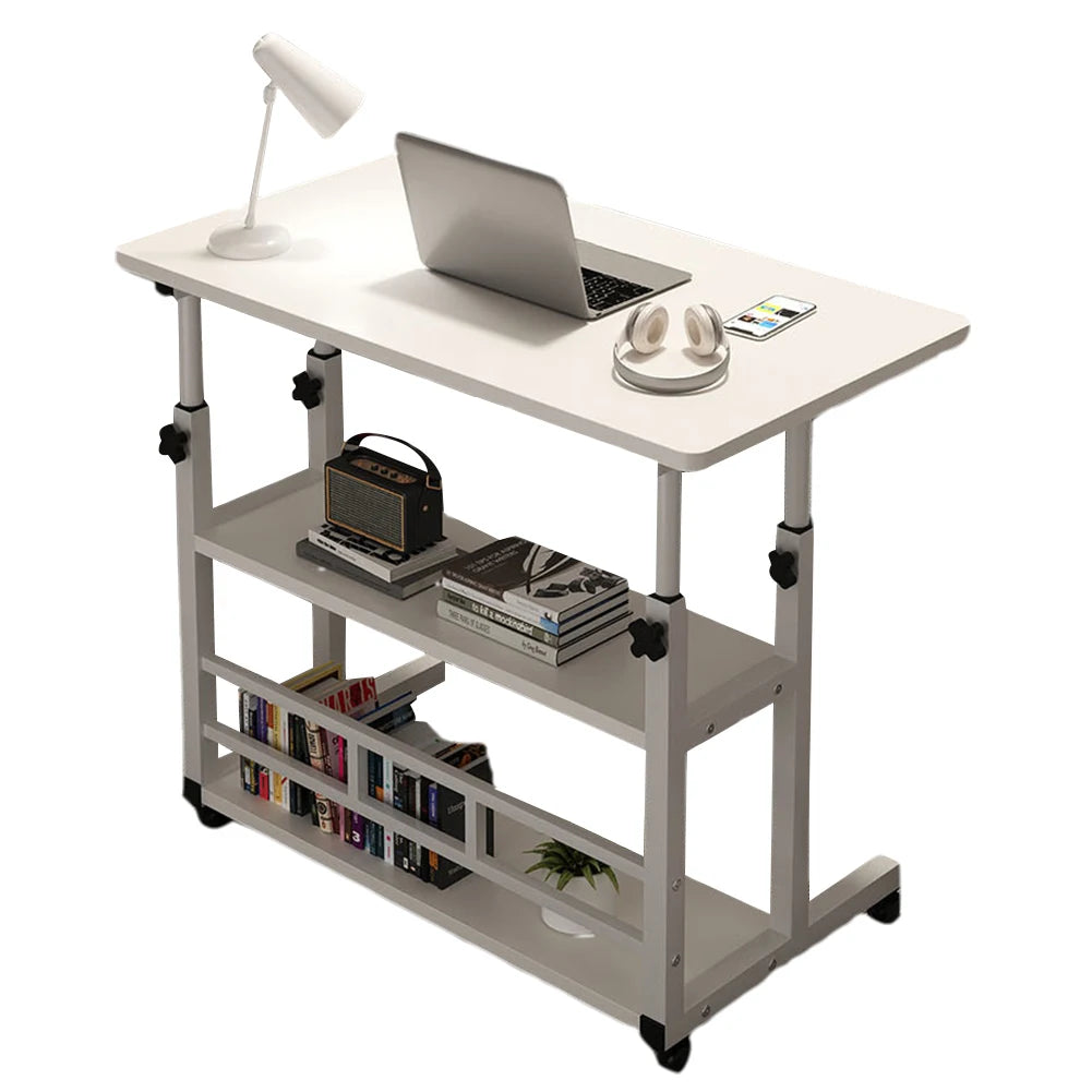 Height Adjustable Movable Office Desk with Storage Shelf