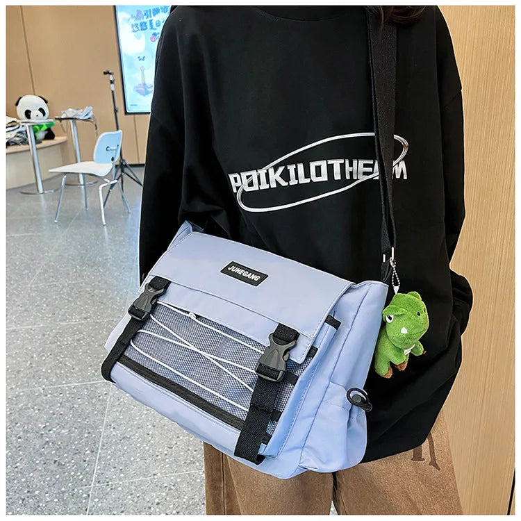 Bolso cruzado de nailon elegante para adolescentes | Bandolera multibolsillos