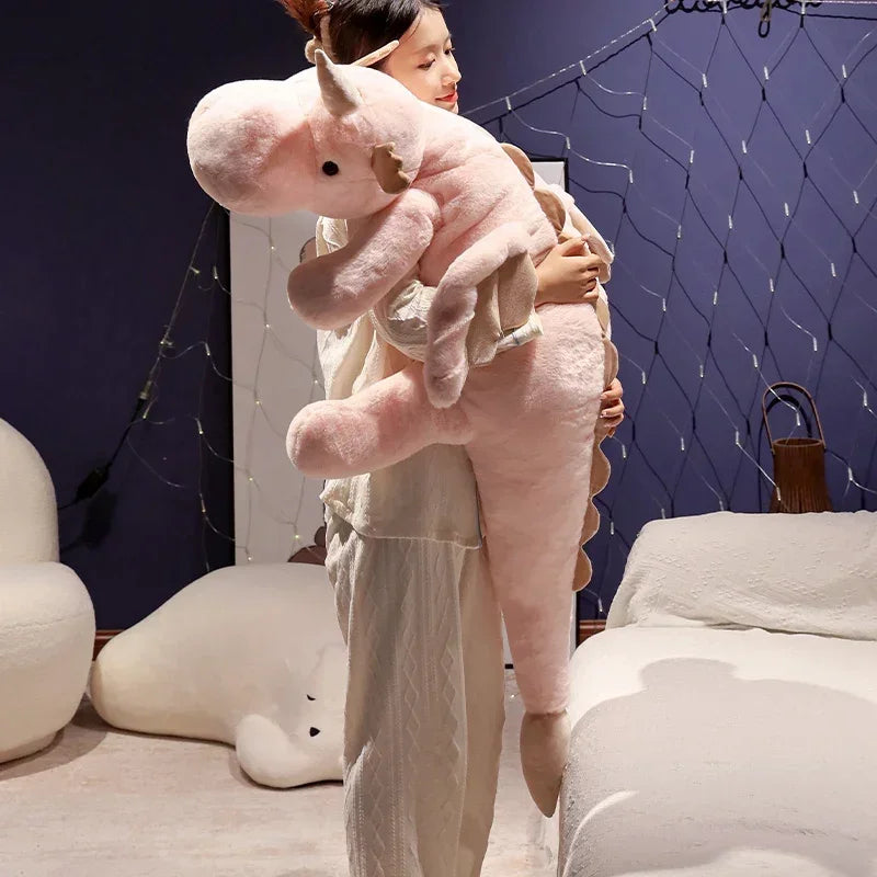 Giant Dragon Plushie Toy | Soft Snow Dragon Stuffed Dinosaur Pillow