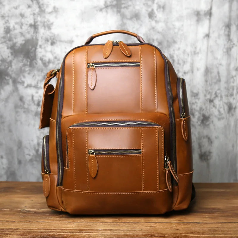 Stylish Retro Genuine Leather Men's Backpack | Travel Companion
