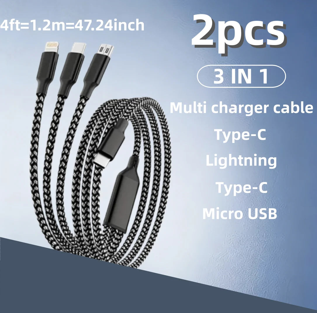 2PCS Fast Charging Multi-Port Type-C Cable | Versatile Charging Solution