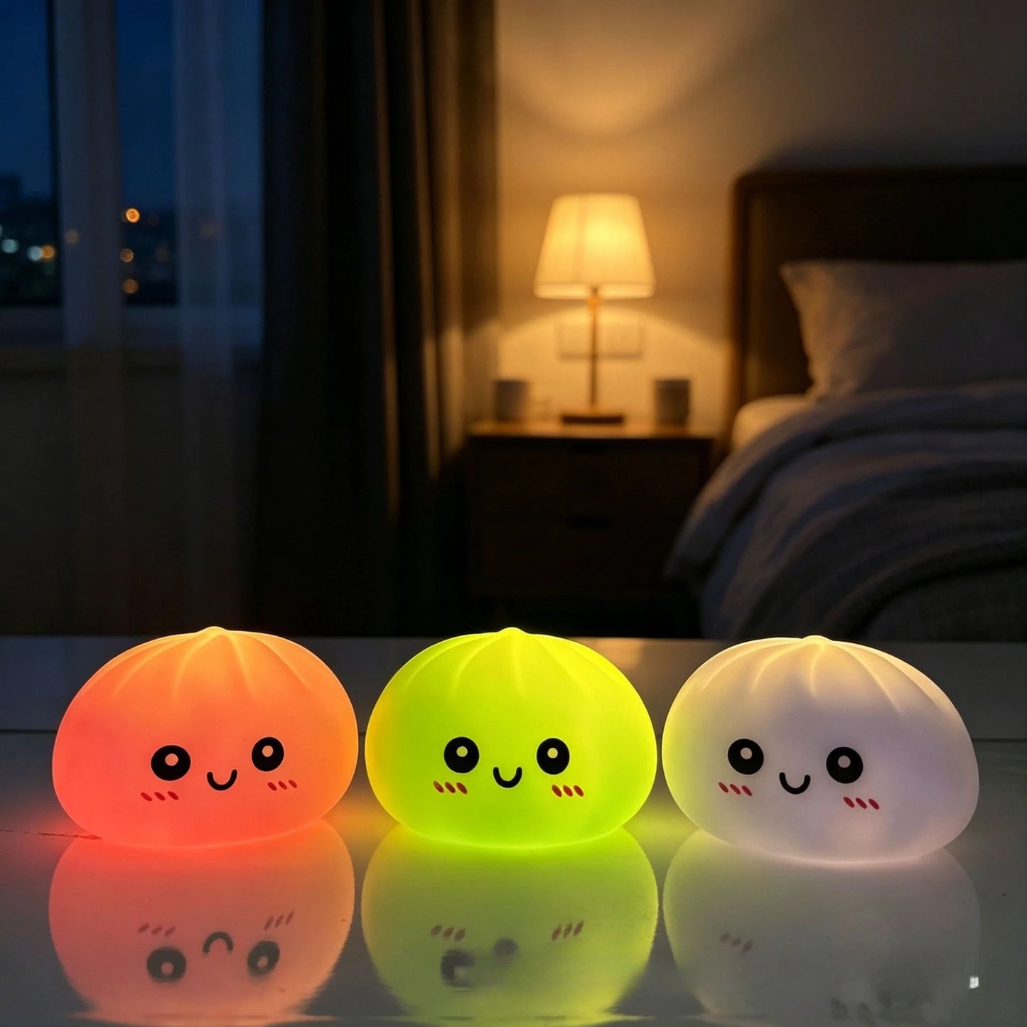 LED Glowing Bun Squishy: Light-up Bubble Spitting Steamed Bun, Realistic Food Stress Ball, Aesthetic Office Desk Decor