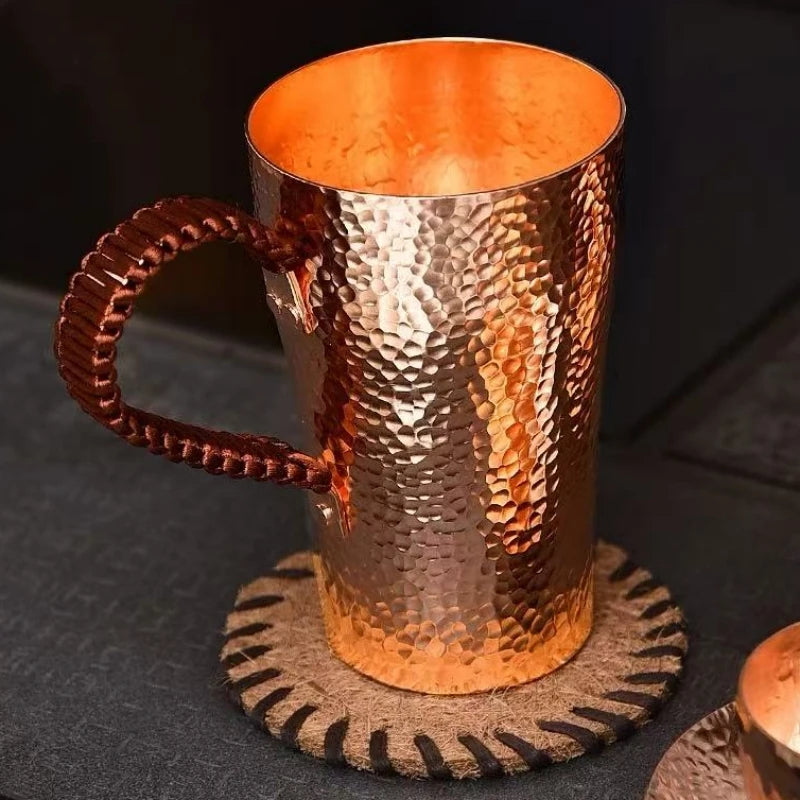 Vintage Copper Coffee Cup | Handcrafted Hammered Design Mug