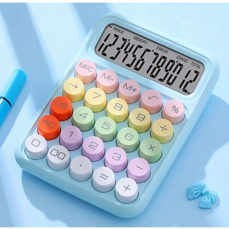 Cute Candy Color Mechanical Calculator | 12-Digit Office Tool
