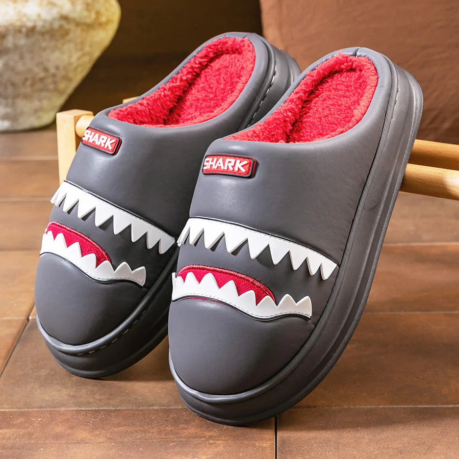 Cozy Warm Shark Design Platform Slippers for Men | Comfortable House Shoes