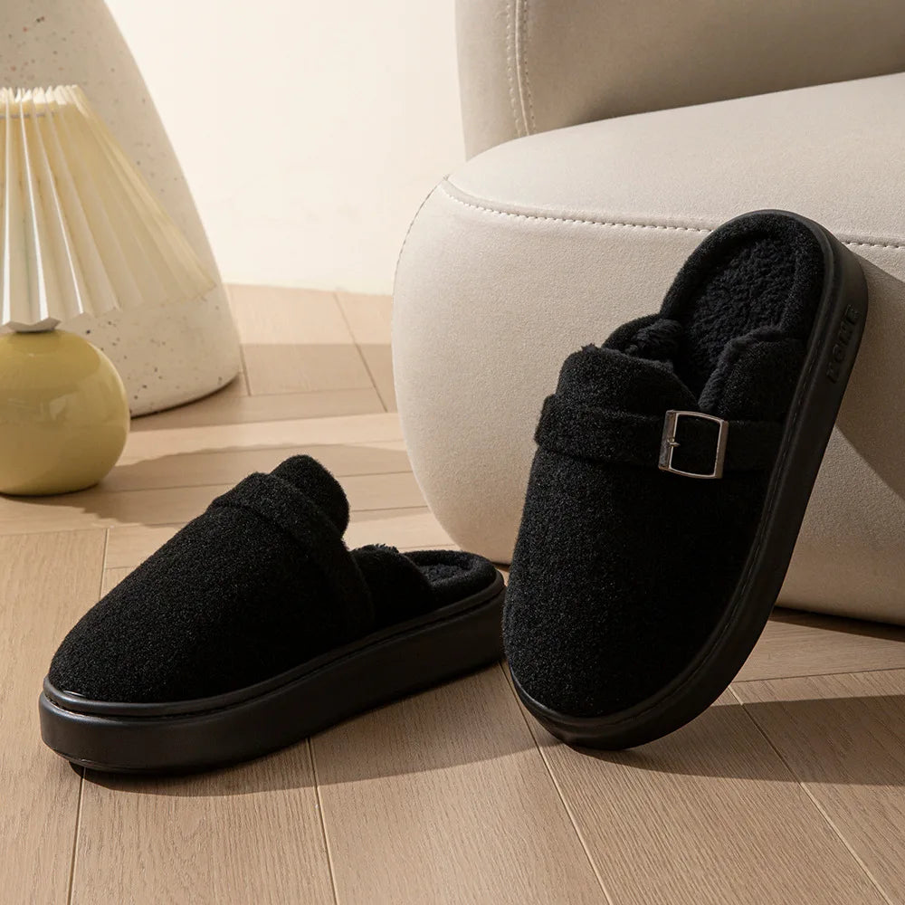 Couples Plush Fleece Slippers | Warm Non-Slip House Shoes
